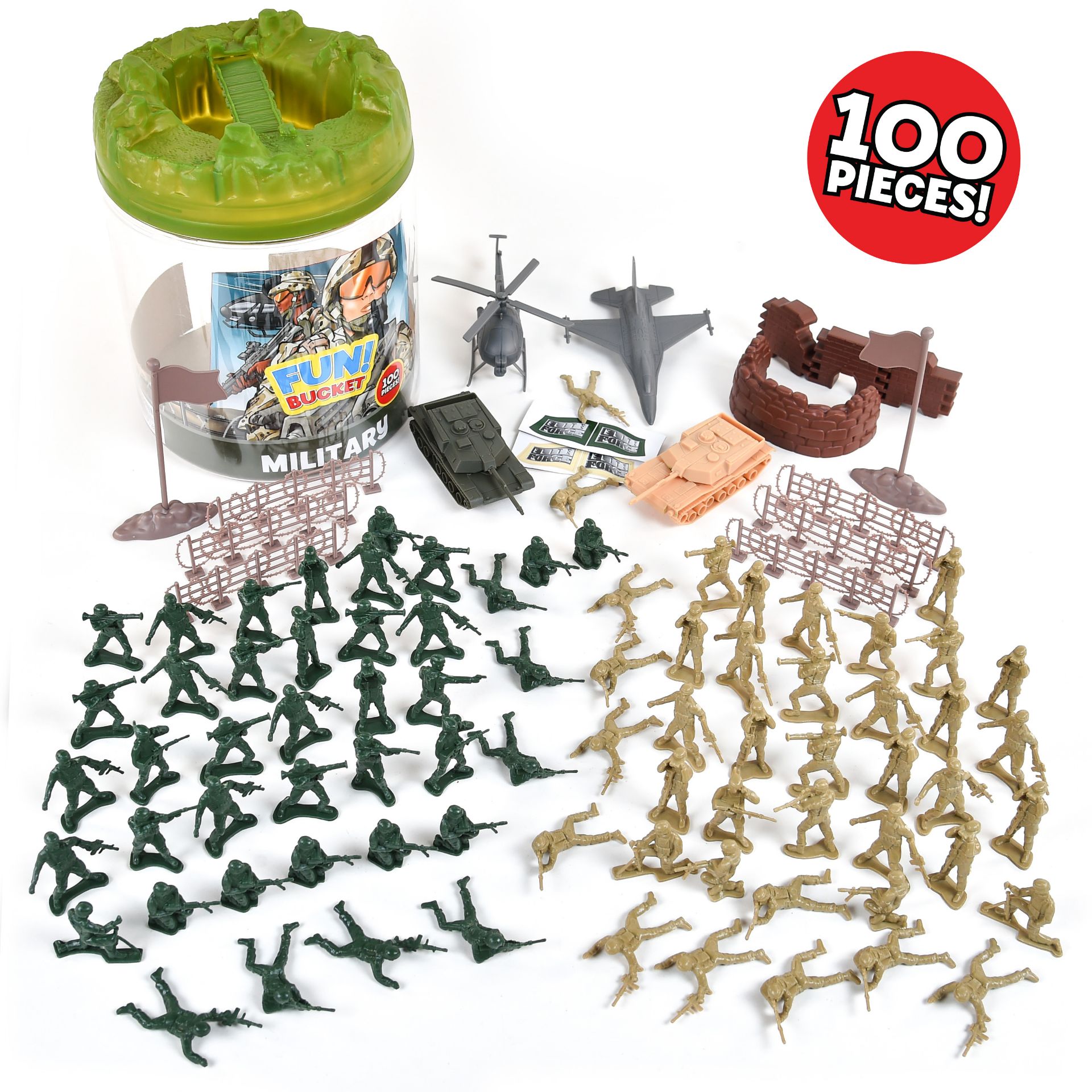 |FUN BUCKET PLAYSET MILITARY BATTLE GROUP
