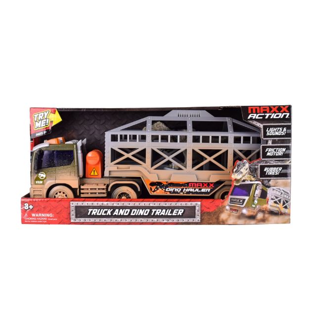 Picture of MAXX ACTION REALISTIC 'LIGHTS & SOUNDS' 1:16 TRUCK LONG HAULER WITH DINOSAUR
